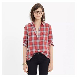 Madewell Ex-Boyfriend Shirt in Cherry Plaid - Size Small